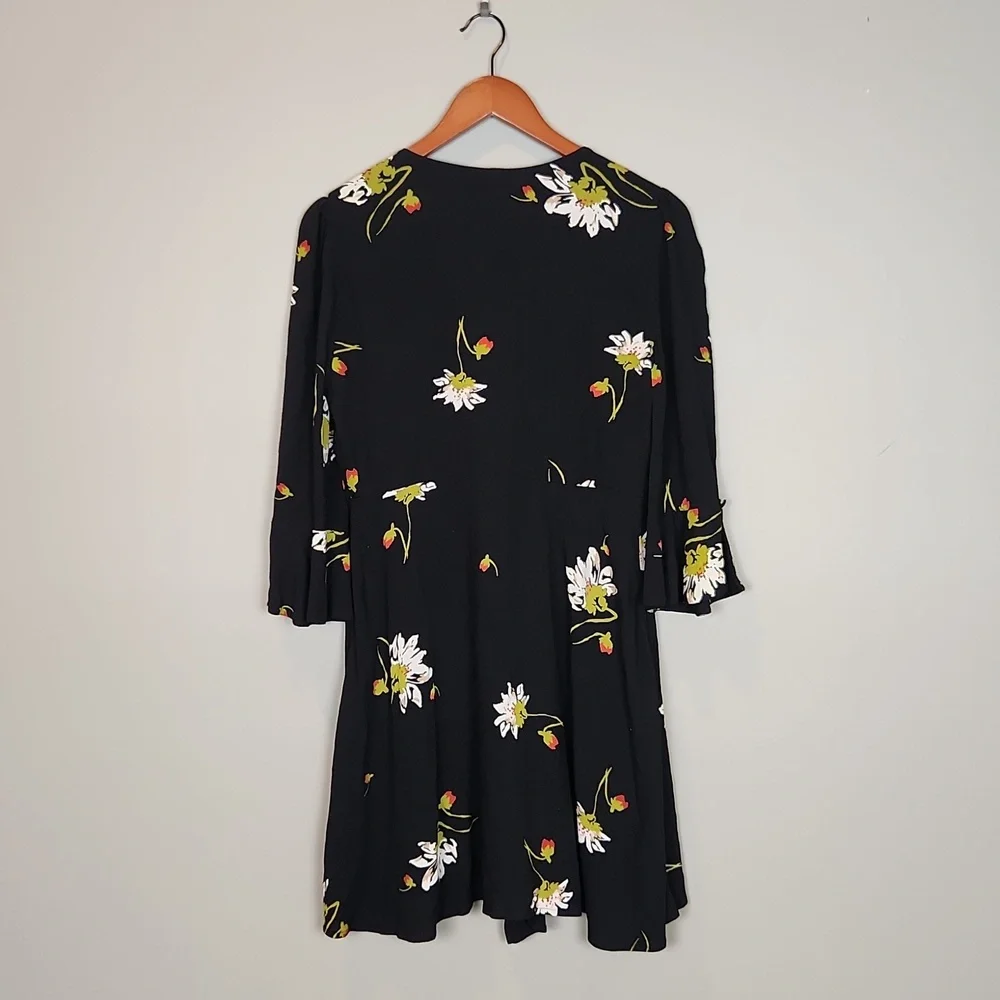 Free People Time on My Side Floral Print Bell‎ Sleeves Wrap Dress Small